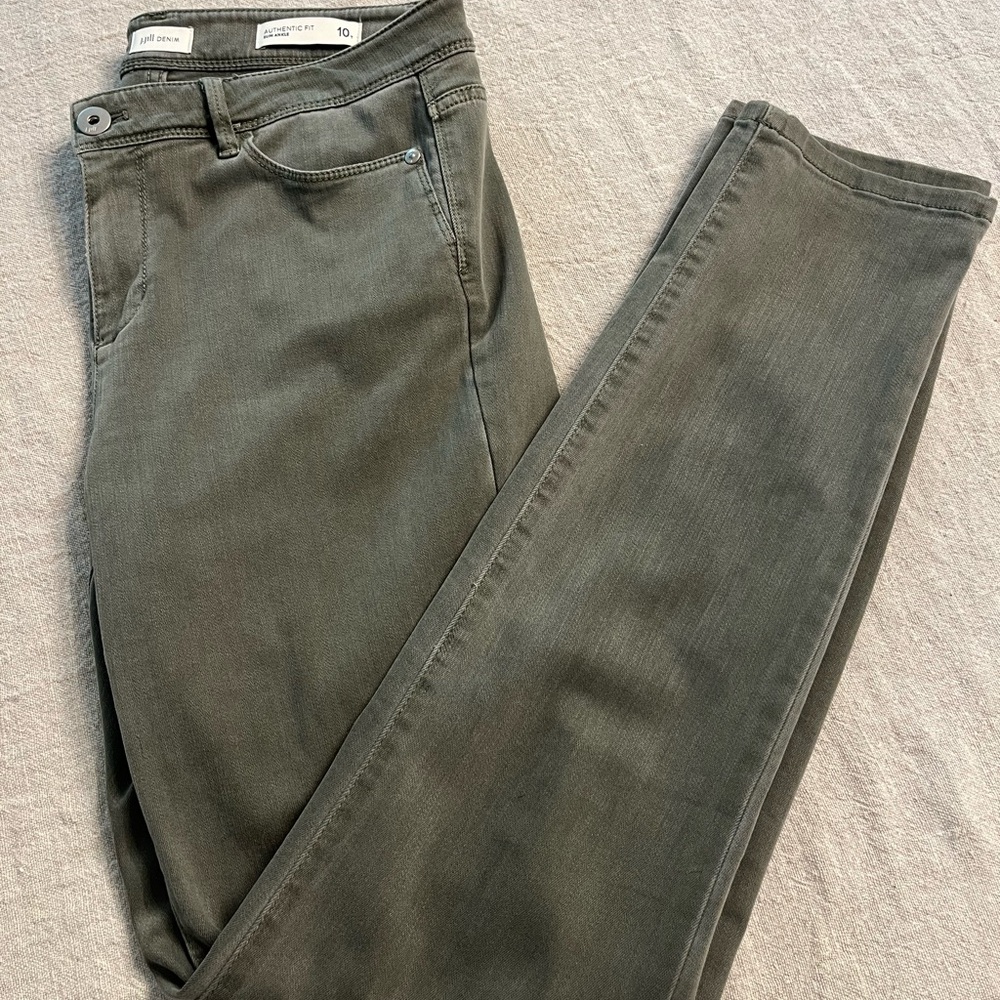 J. Jill Sage Green Straight Leg Jeans with Stretch Denim